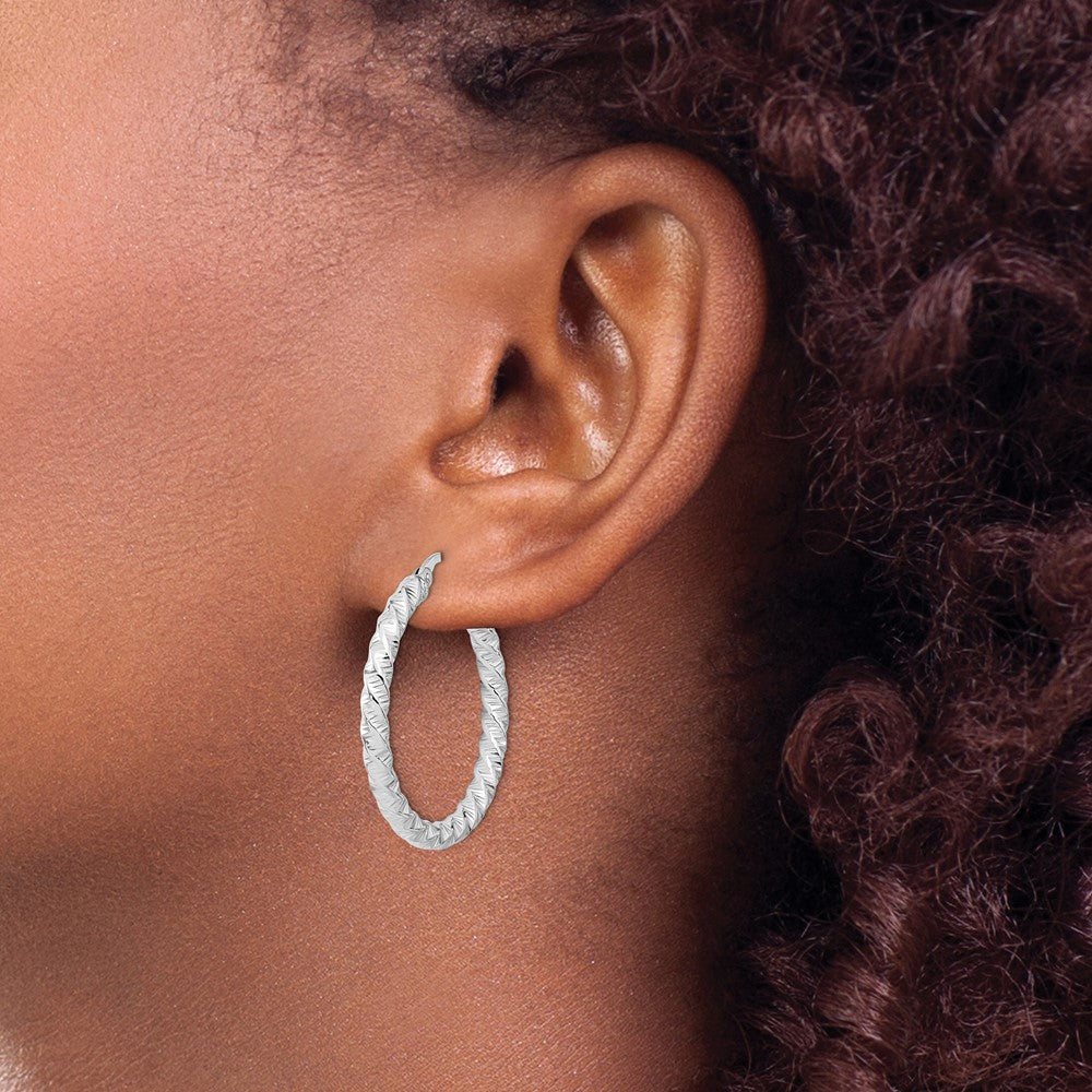 3mm Gold Twisted Tube Hoop Earrings