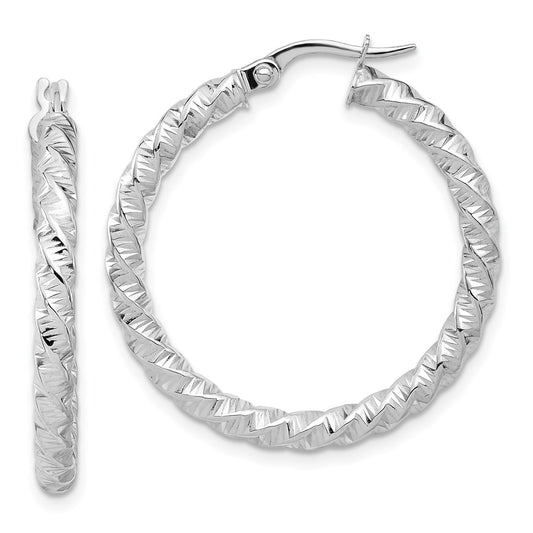 3mm Gold Twisted Tube Hoop Earrings