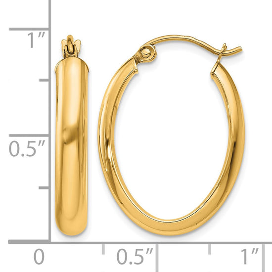 Gold Half Round Oval Hoop Earrings