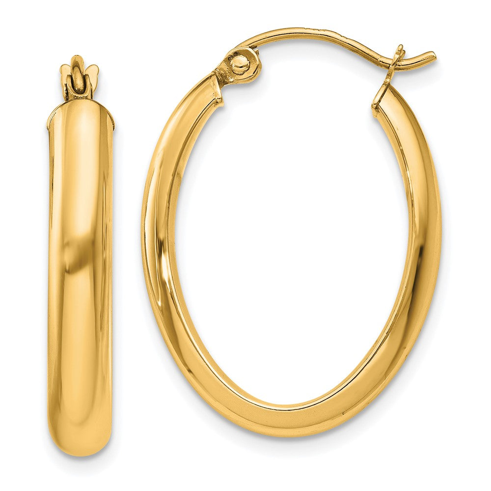 Gold Half Round Oval Hoop Earrings