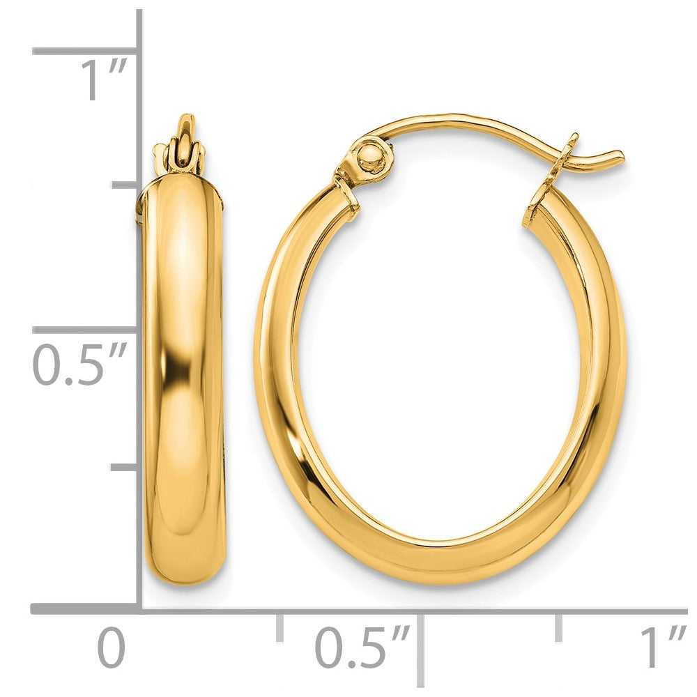 Gold Half Round Oval Hoop Earrings
