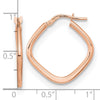 14k Rose Gold 1.7x24mm Polished Square Tube Hoop Earrings