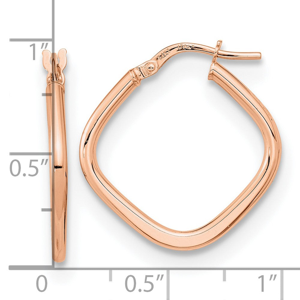 14k Rose Gold 1.7x24mm Polished Square Tube Hoop Earrings