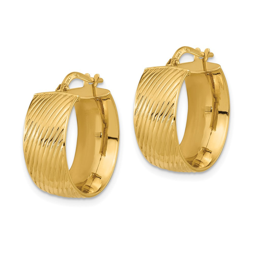 8mm Gold Textured Hoop Earrings