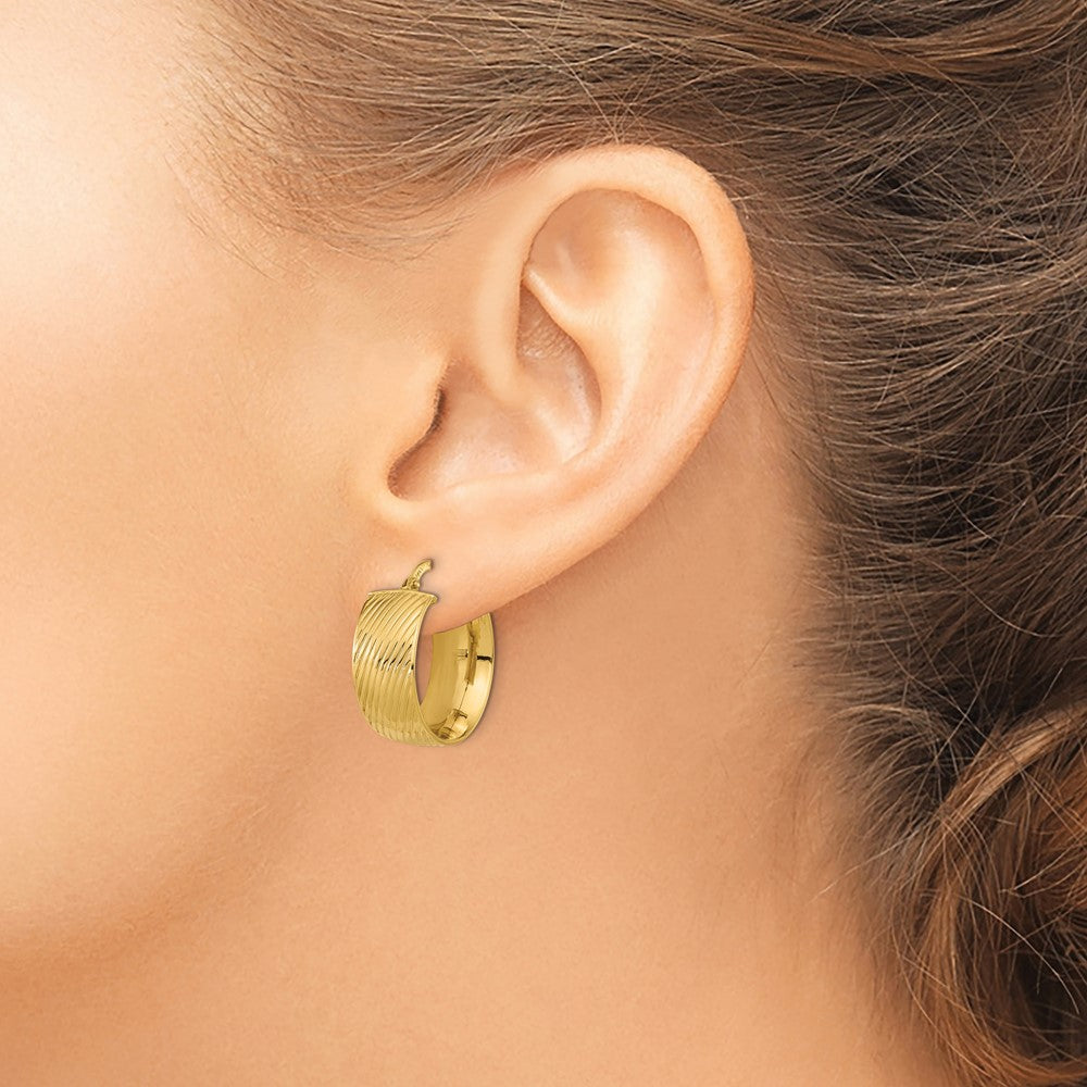 8mm Gold Textured Hoop Earrings