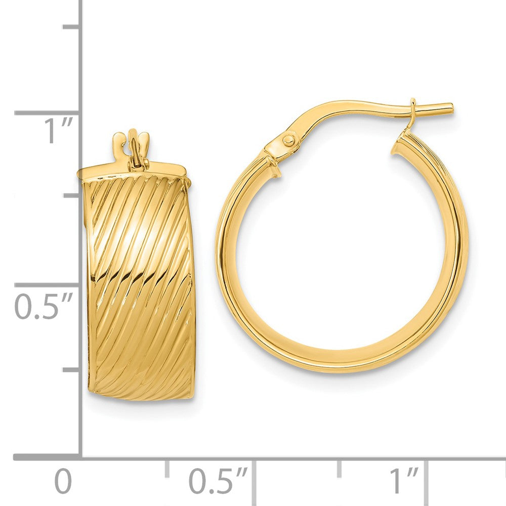 8mm Gold Textured Hoop Earrings