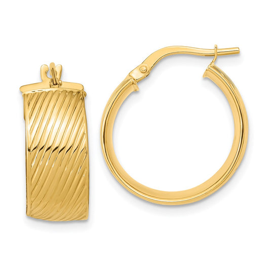 8mm Gold Textured Hoop Earrings