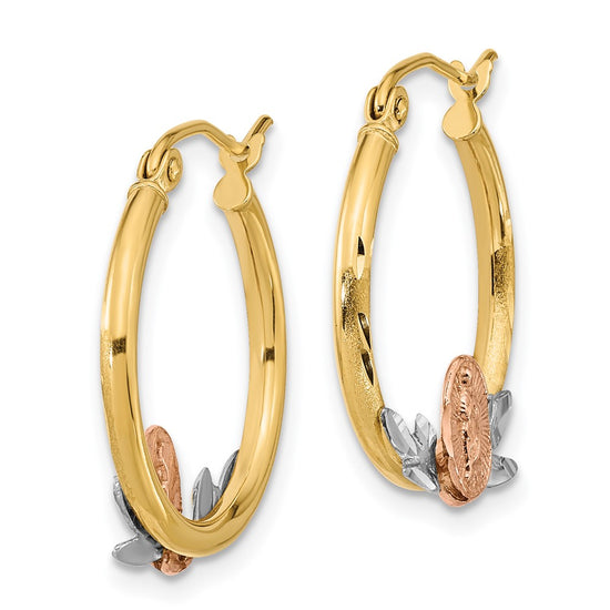 Gold Tri-color Guadalupe Hoop Earrings