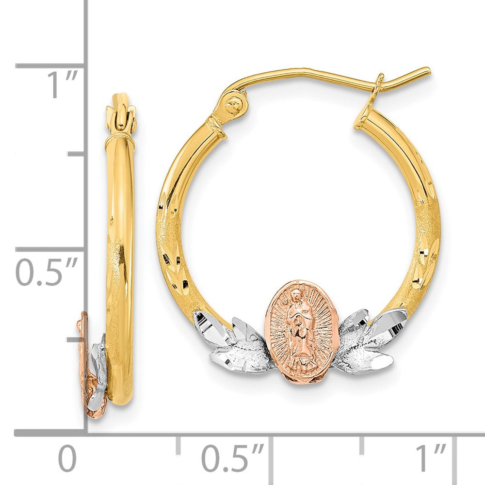 Gold Tri-color Guadalupe Hoop Earrings