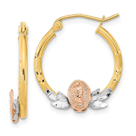 Gold Tri-color Guadalupe Hoop Earrings