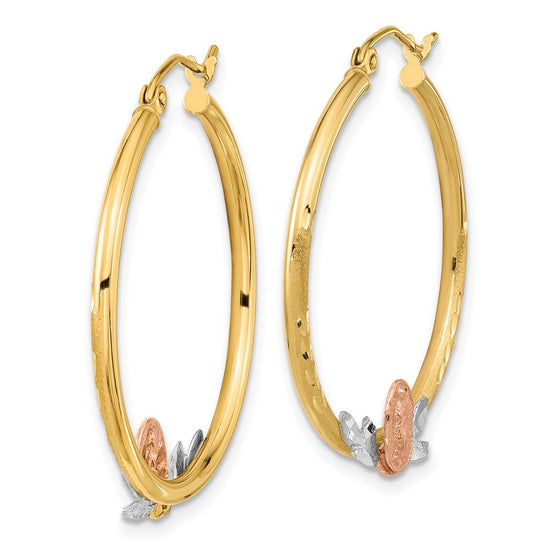 Gold Tri-color Guadalupe Hoop Earrings