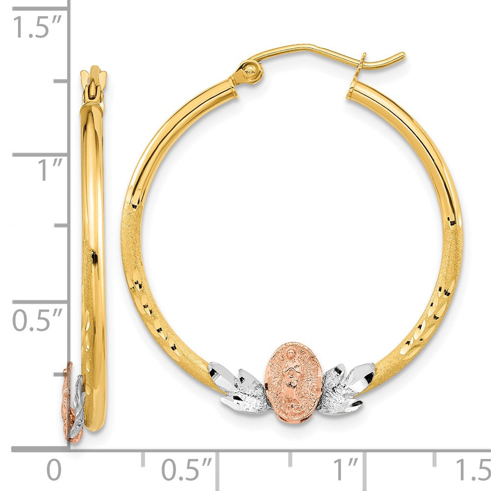 Gold Tri-color Guadalupe Hoop Earrings
