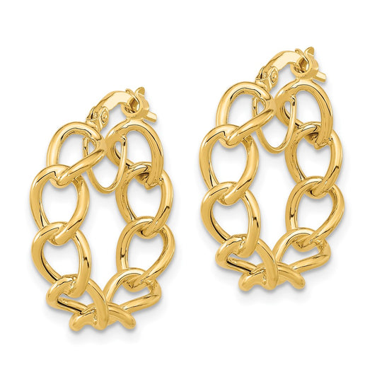 14k Polished Cable Link Circle Hoop Earrings