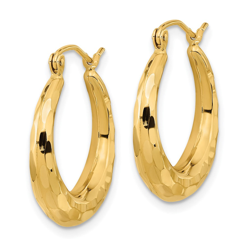 3.5mm Gold Polish Diamond-cut Graduating Hoop Earrings