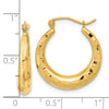 14k 3.5x22mm Polished Diamond-cut Tapered Hollow Hoop Earrings