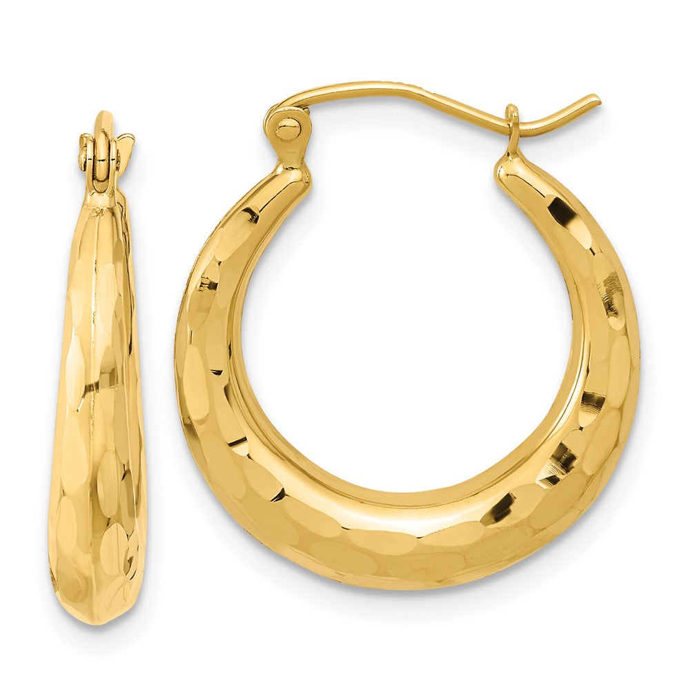 3.5mm Gold Polish Diamond-cut Graduating Hoop Earrings