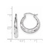 14k White Gold 3.5x22mm Polished Diamond-cut Tapered Hollow Hoop Earrings