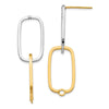 14k Two-Tone /Versatile-Can be Worn 3 Ways/ Rectangle Post Earrings