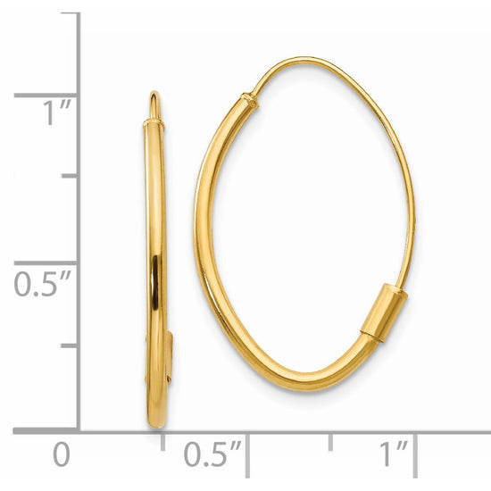 14k Polished Oval Dangle Wire Threader Earrings