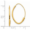 14k Polished Oval Dangle Wire Threader Earrings