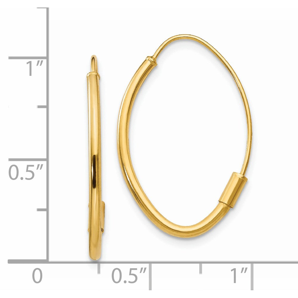 14k Polished Oval Dangle Wire Threader Earrings
