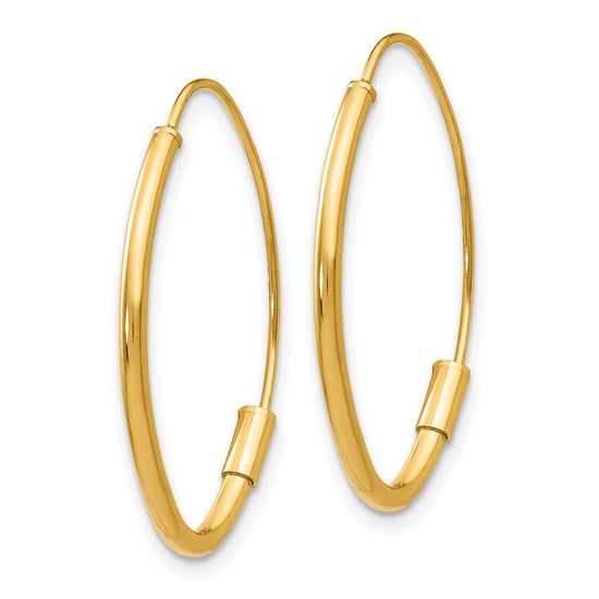 14k Polished Oval Dangle Wire Threader Earrings