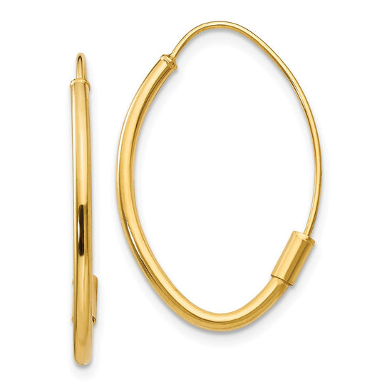 14k Polished Oval Dangle Wire Threader Earrings