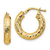 Gold Twisted Diamond-cut Hoop Earrings