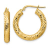 Gold Twisted Diamond-cut Hoop Earrings
