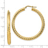 14k 4x35mm Diamond-cut Round Hoop Earrings