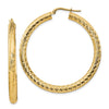 14k 4x35mm Diamond-cut Round Hoop Earrings