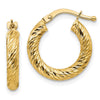 Gold Twisted Diamond-cut Hoop Earrings