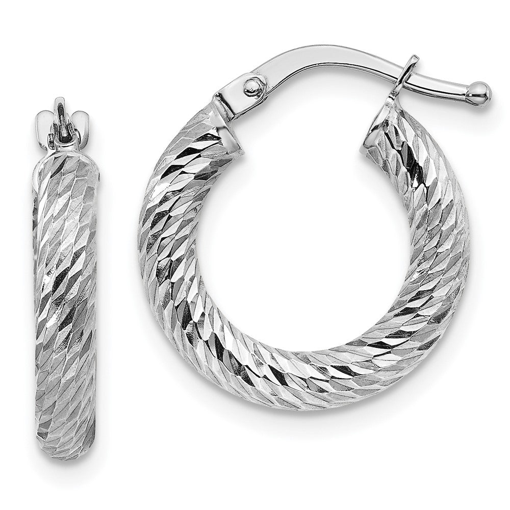 Gold Twisted Diamond-cut Hoop Earrings