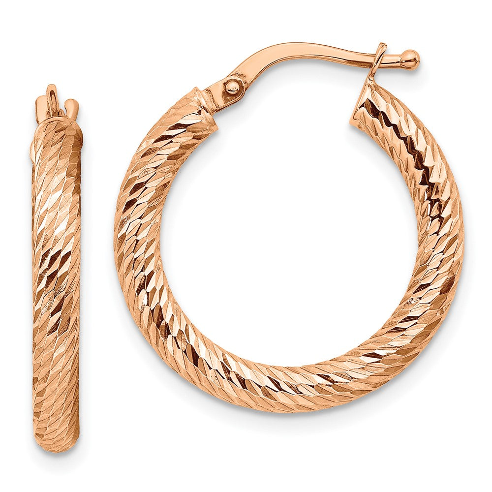Gold Twisted Diamond-cut Hoop Earrings