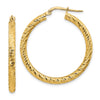 Gold Twisted Diamond-cut Hoop Earrings