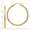 14k 3x40mm Diamond-cut Round Hoop Earrings