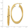 14k Polished and Textured Twisted Fancy Oval Hoop Earrings