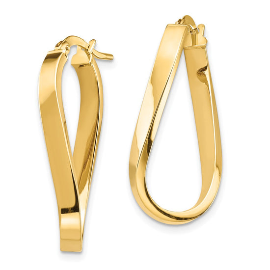 14k Polished 3mm Wavy Hoop Earrings
