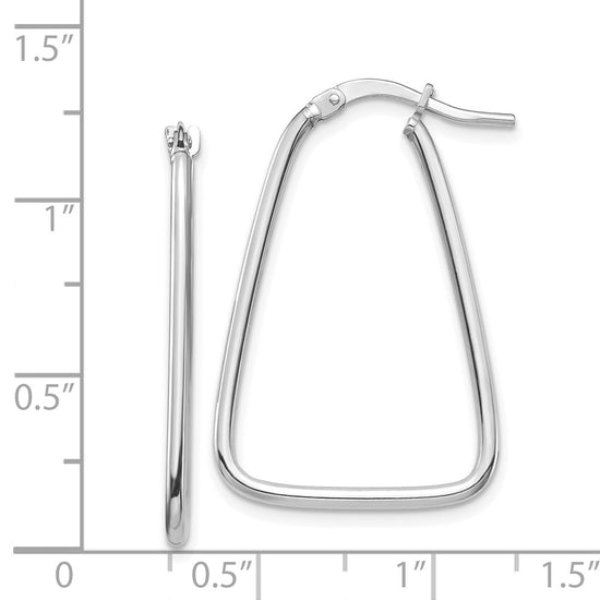 14k 1.5mm White Gold Polished Triangle Dangle Hoop Earrings