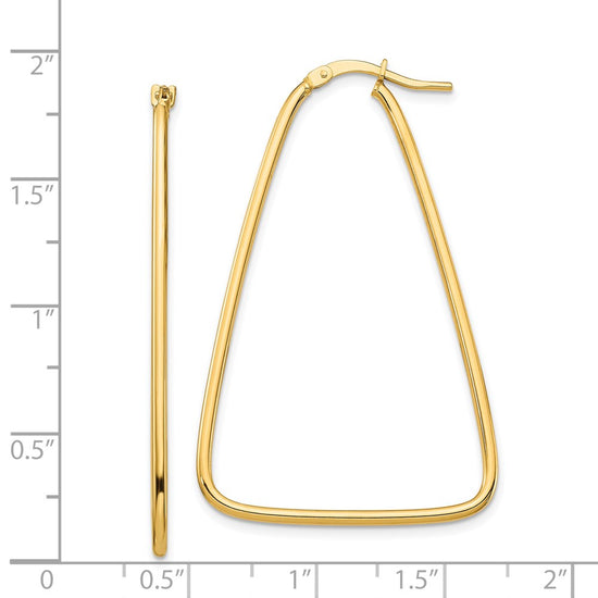 14k 1.5mm Polished Large Triangle Dangle Hoop Earrings