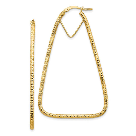 14k Polished & Diamond-cut Double Triangle Hoop Earrings