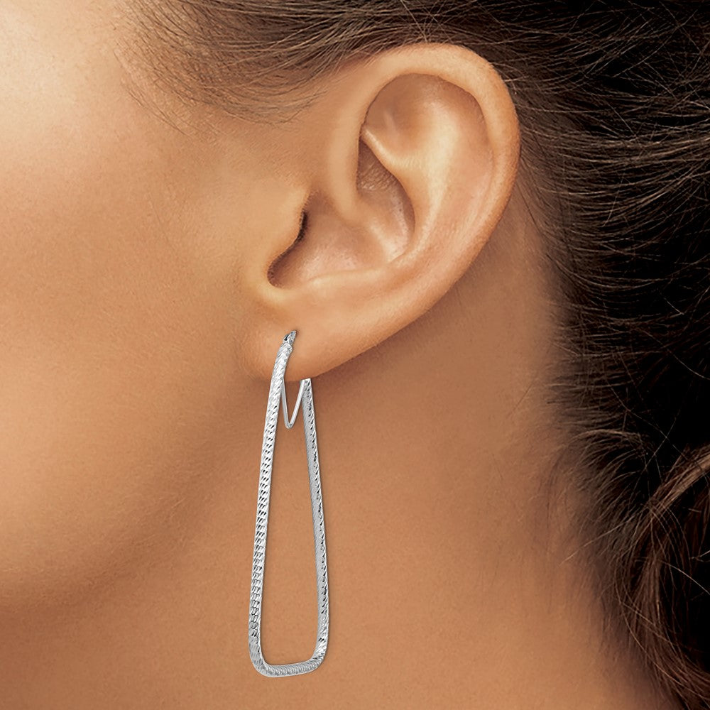 Gold Diamond-cut Triangle Hoop Earrings