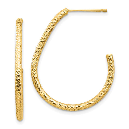 Gold Diamond-cut J-hoop Post Earrings