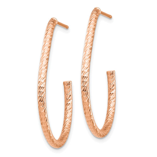 Gold Diamond-cut J-hoop Post Earrings