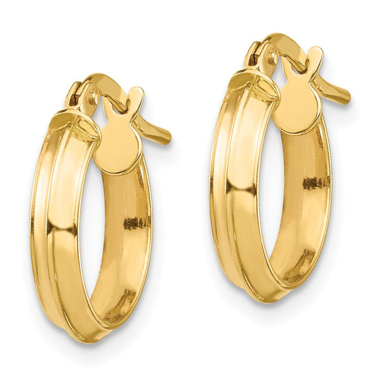 14k 3x13mm Polished Knife-Edge Tube Hoop Earrings