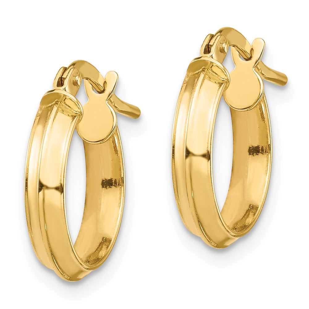 14k 3x13mm Polished Knife-Edge Tube Hoop Earrings