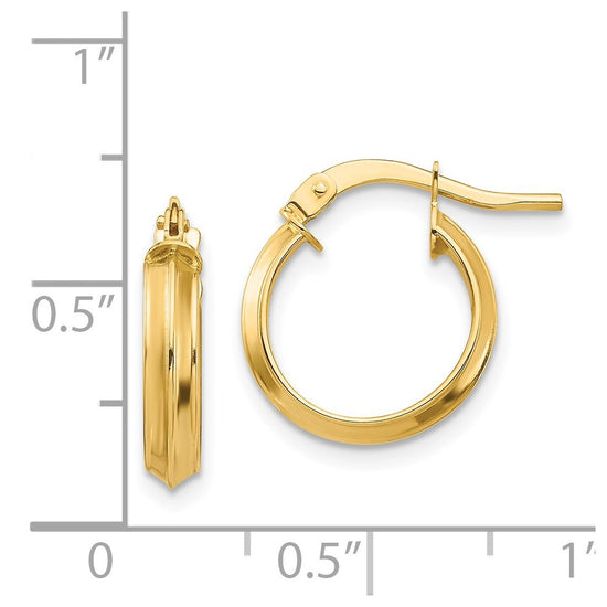 14k 3x13mm Polished Knife-Edge Tube Hoop Earrings
