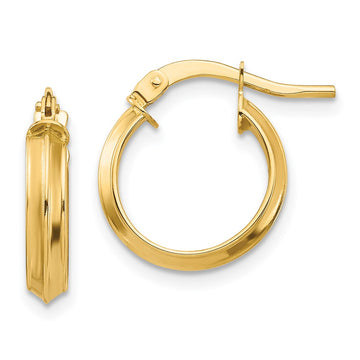 14k 3x13mm Polished Knife-Edge Tube Hoop Earrings