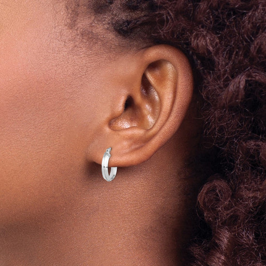 14k White Gold 3x13mm Polished Knife-Edge Tube Hoop Earrings