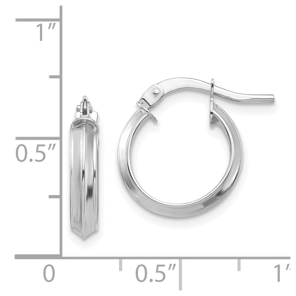 14k White Gold 3x13mm Polished Knife-Edge Tube Hoop Earrings